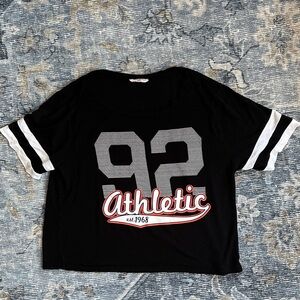 Women's Black Athletic 92 Graphic Crp Tee